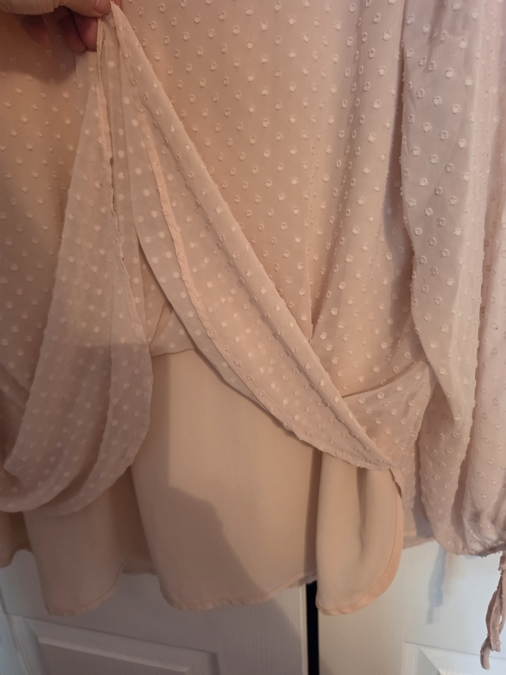 The Limited Blush Pink Swiss Dot Keyhole Blouse - Picture 6 of 6